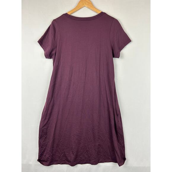 Wool& WoolAnd Maggie Merino Wool Swing Dress Short Sleeve Purple Women's L Long - Picture 5 of 8